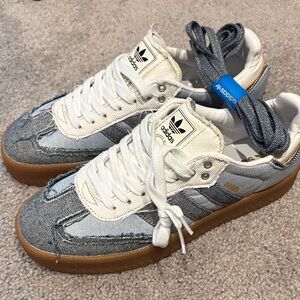 adidas Denim and White Retro Gum-Sole Sneakers